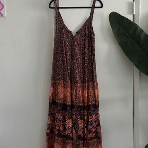 Spell Resort Red and Orange Tiered Maxi Dress